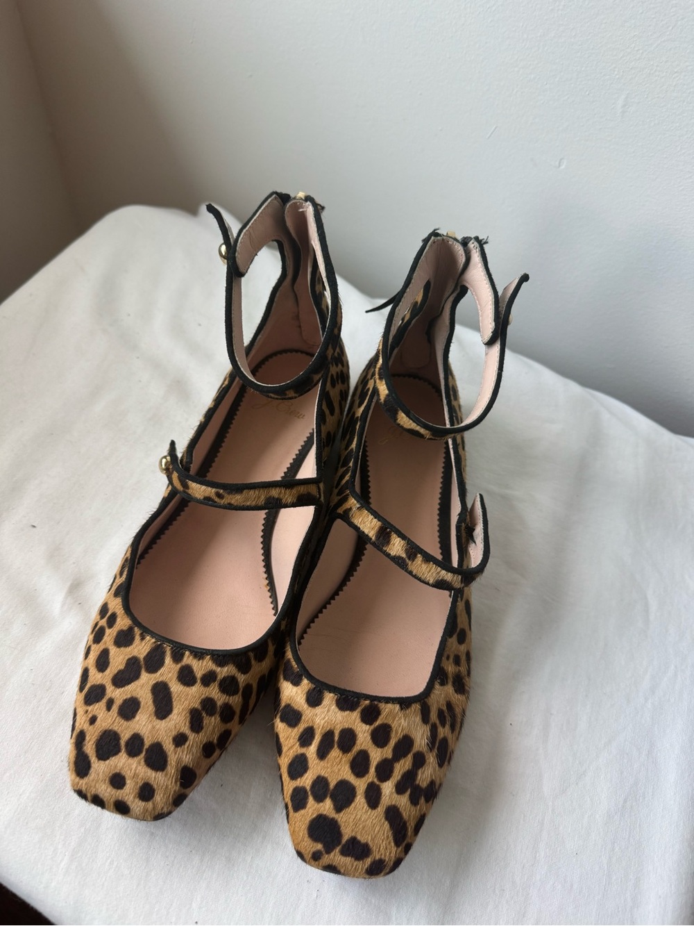 Y2K J.Crew Leopard Print Haircalf Mary Jane Ballet Flats 🐆🤎 Size 8